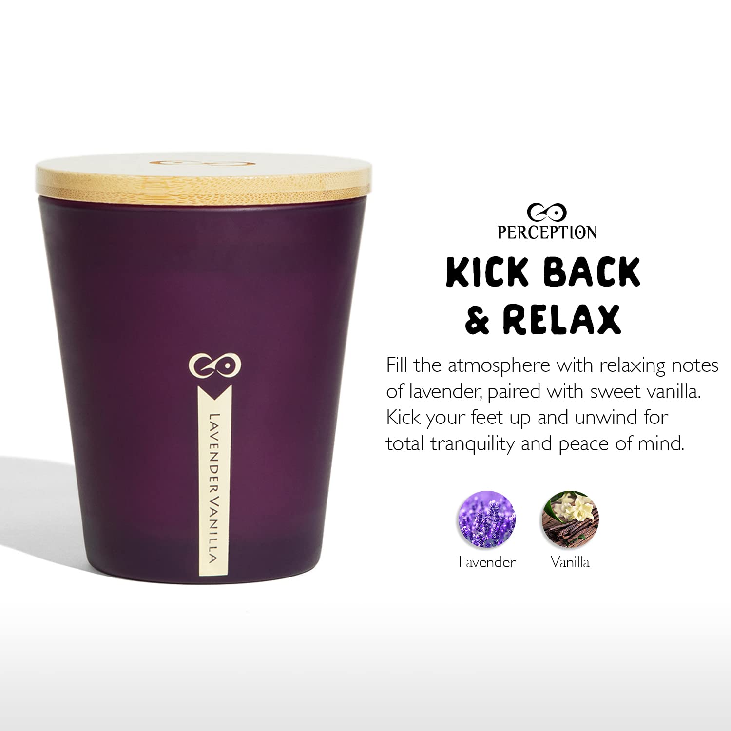 Perception Aromas vegan soy wax candle for clean, eco-friendly burn.