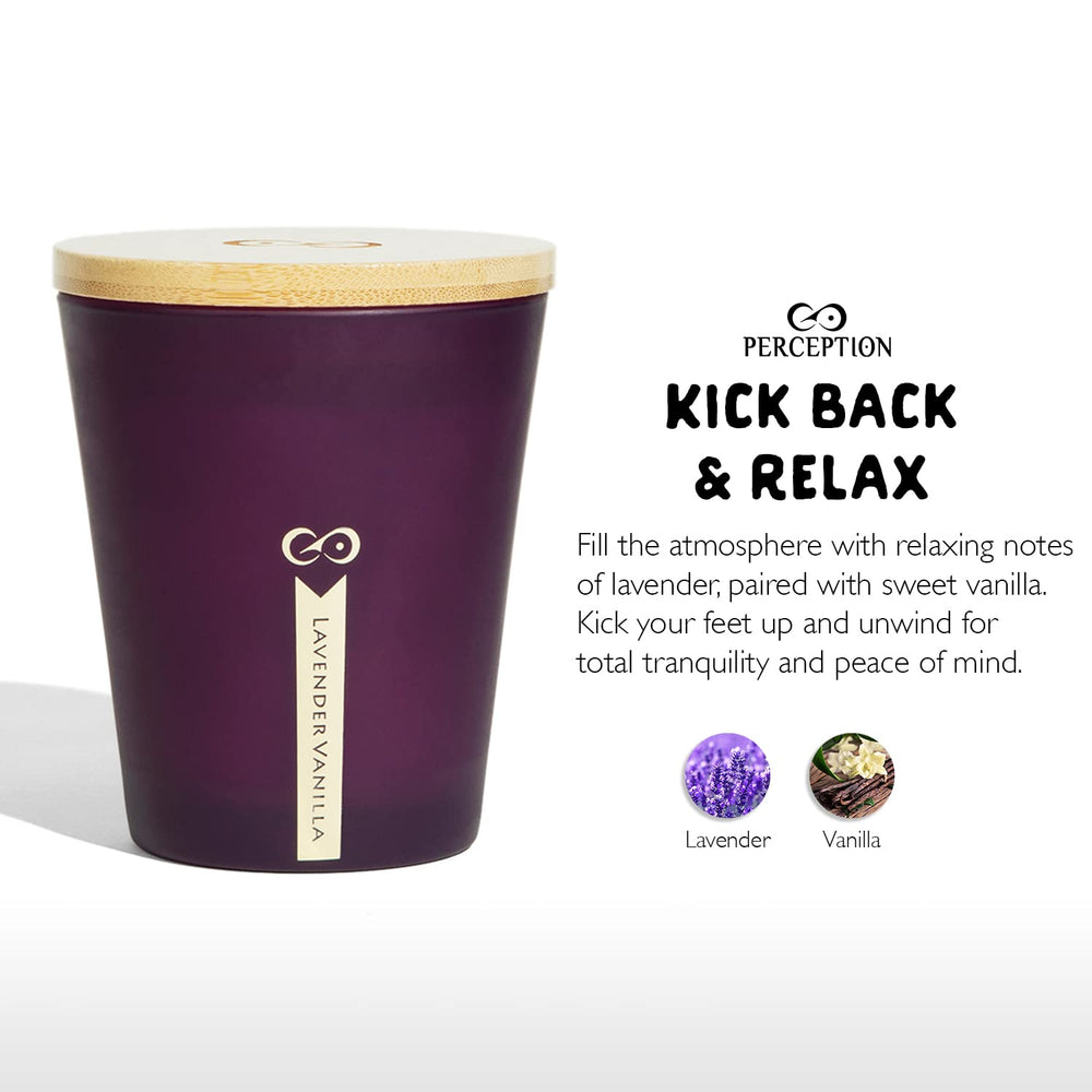 Perception Aromas vegan soy wax candle for clean, eco-friendly burn.