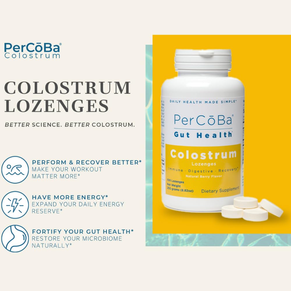Side view of PERCOBA Bovine Colostrum Lozenges Berry packaging