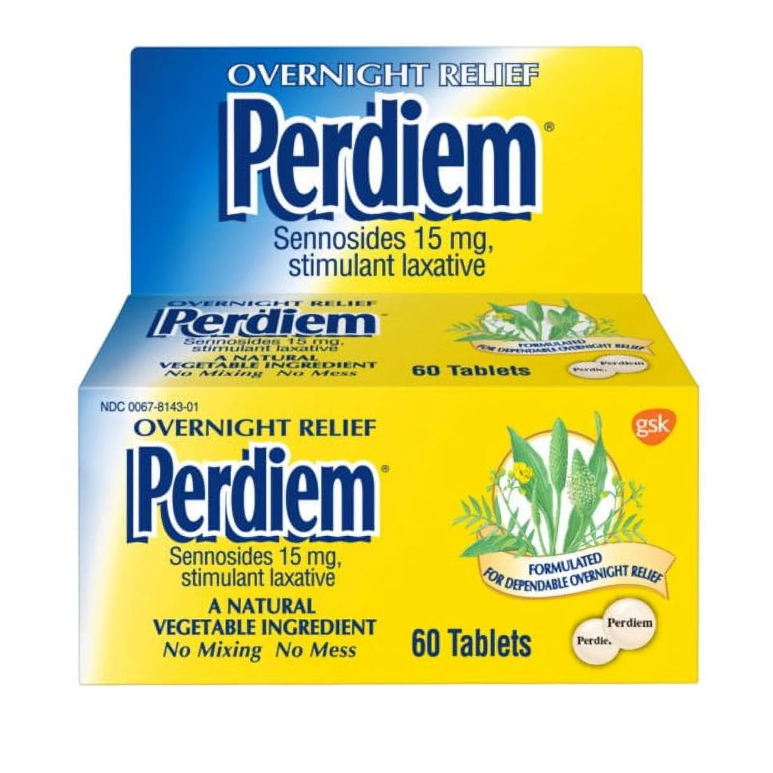 Perdiem Sennosides overnight relief bottle offers gentle night-time support for consistency.