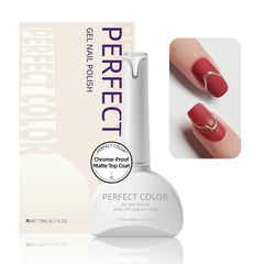 PERFECT COLOR chrome-proof matte top coat bottle with precision brush for durable matte protection