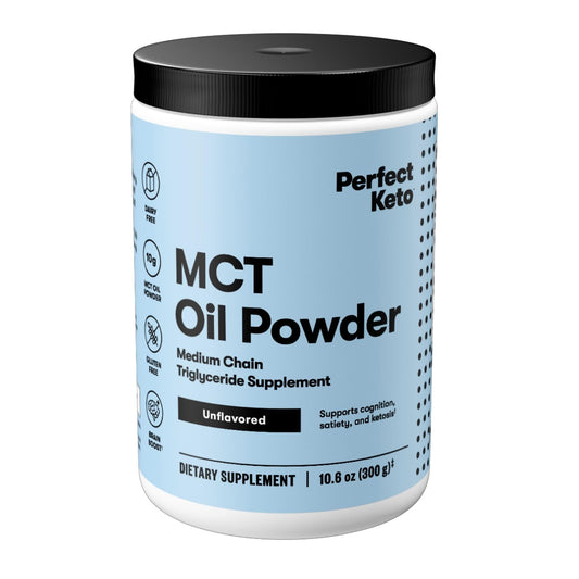 Canister of Perfect Keto 7g MCT Oil Powder with label