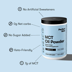 MCT powder being added to a smoothie