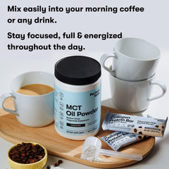 MCT oil powder mixed into a protein shake
