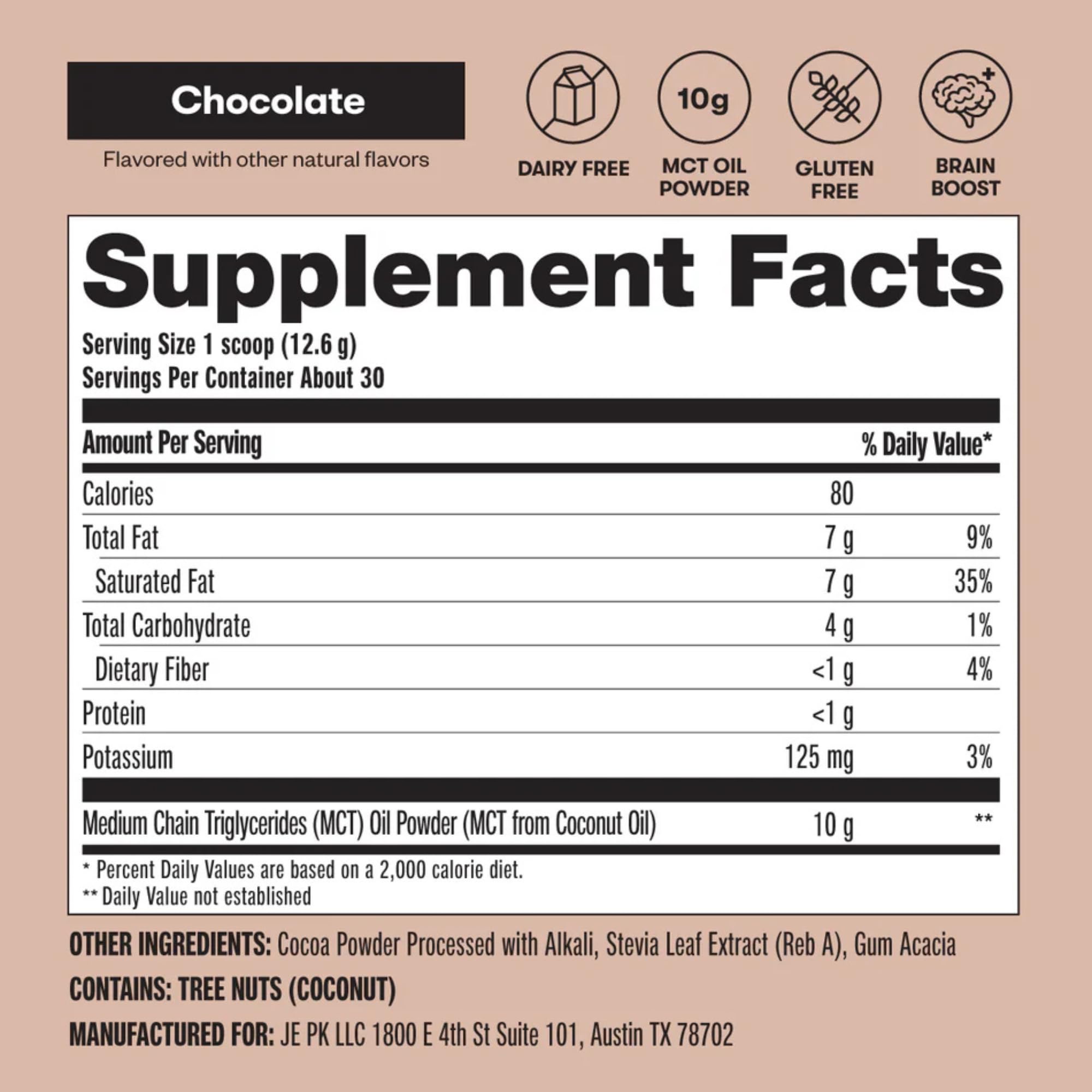 Perfect Keto 7g MCT Oil Powder with dairy-free creamer option.
