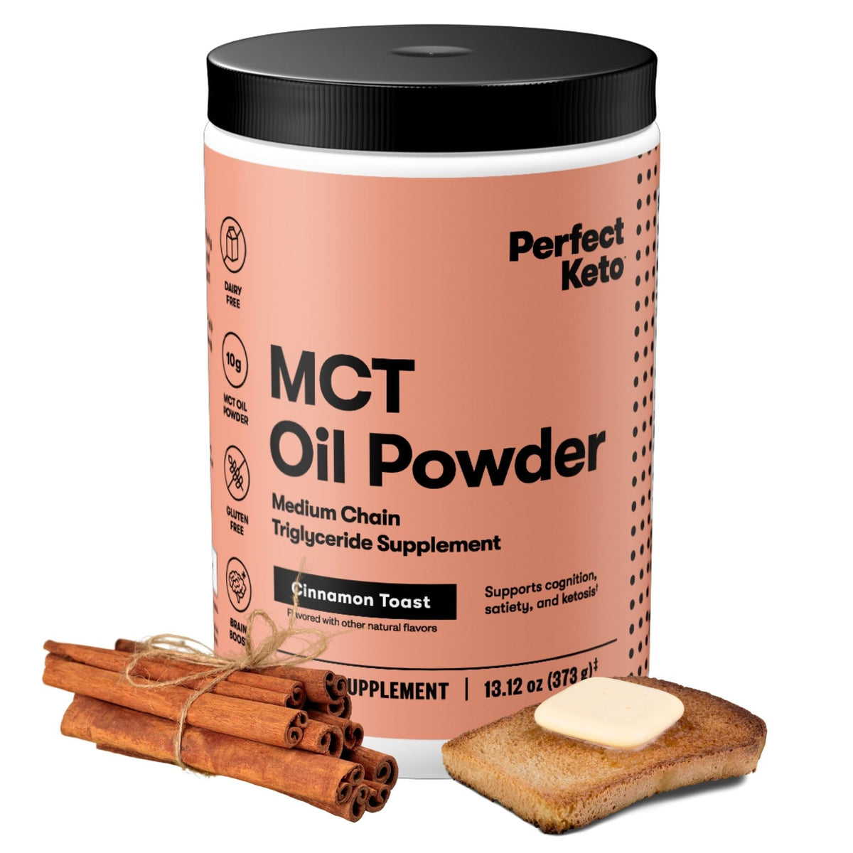 Jar of Perfect Keto 7g MCT Oil Powder with label