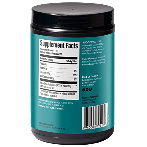 Back view of Perfect Keto MCT Oil Powder Vanilla 30 Servings