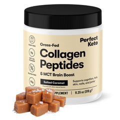 Jar of Perfect Keto Salted Caramel Collagen Peptides with MCT Oil