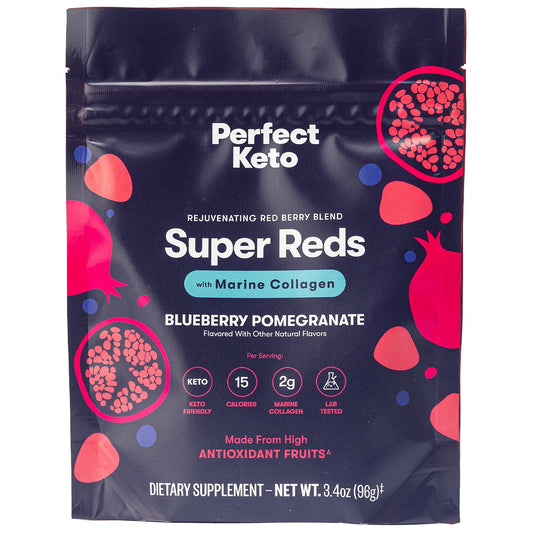 Front view of Perfect Keto Super Reds bottle