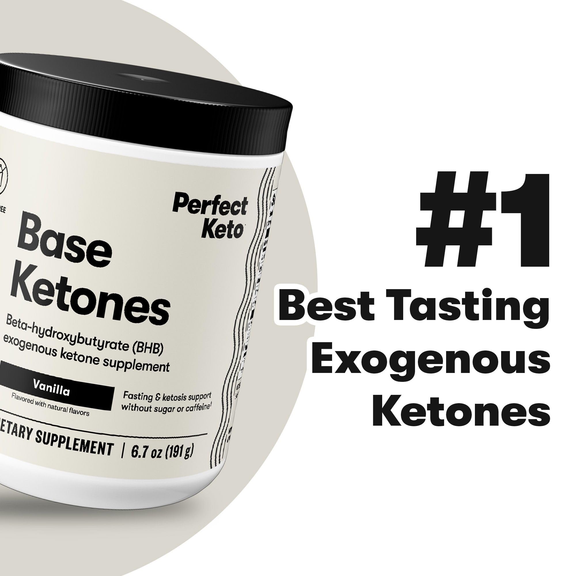 Perfect Keto vanilla exogenous ketones in a shaker bottle for on-the-go hydration.