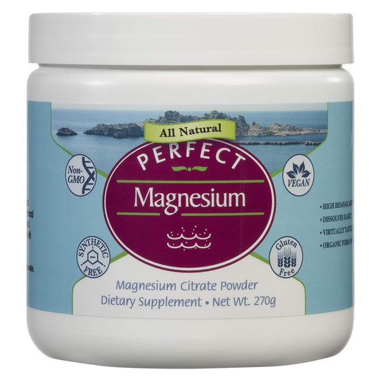 JAR of Perfect Magnesium Citrate Powder 270g on white background