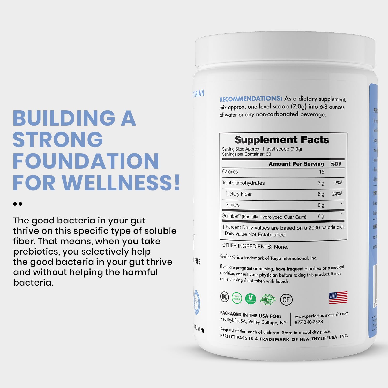 Packaging box of PERFECT PASS Prebiotic PHGG Powder 210g