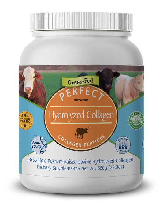 Perfect Supplements hydrolyzed collagen powder 660g jar front view