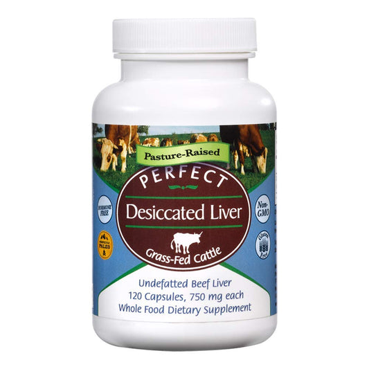 Bottle of Perfect Supplements Desiccated Liver 120 Capsules
