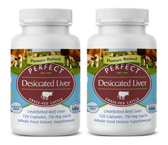 Perfect Supplements Desiccated Liver bottle front for daily energy support.