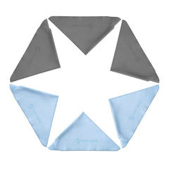 Six premium grey microfiber cleaning cloths laid flat