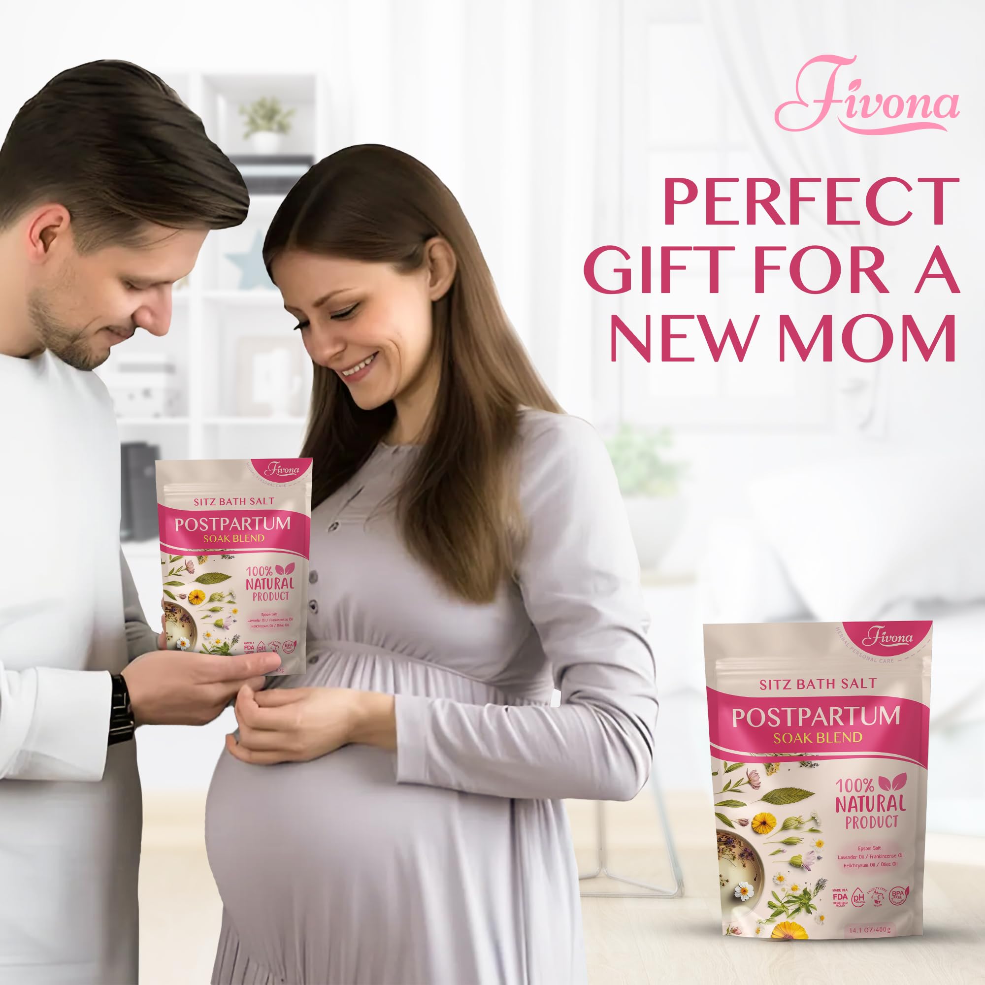 Perineal healing after birth with soothing bath salts