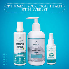 Product shot highlighting benefits for bad breath, plaque, sensitivity, and gingivitis
