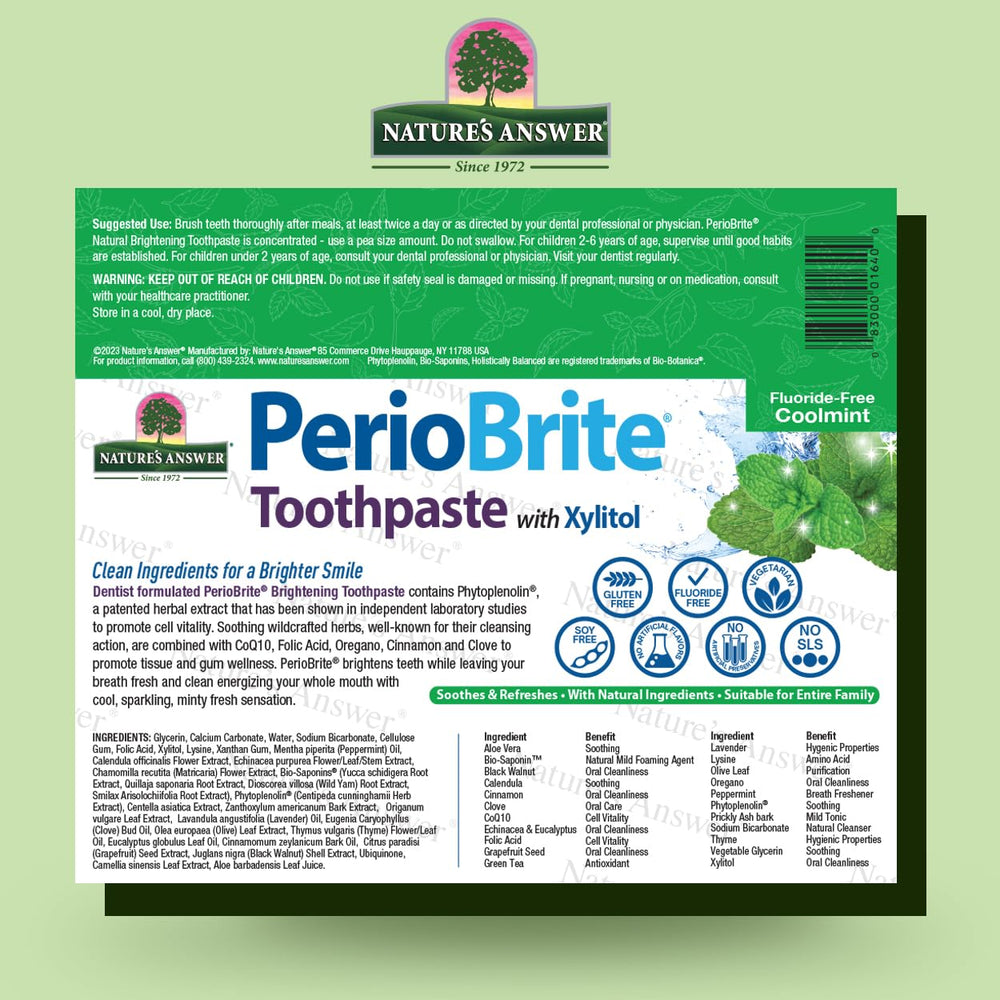 PerioBrite toothpaste Cool Mint pack of 6 – back view with details