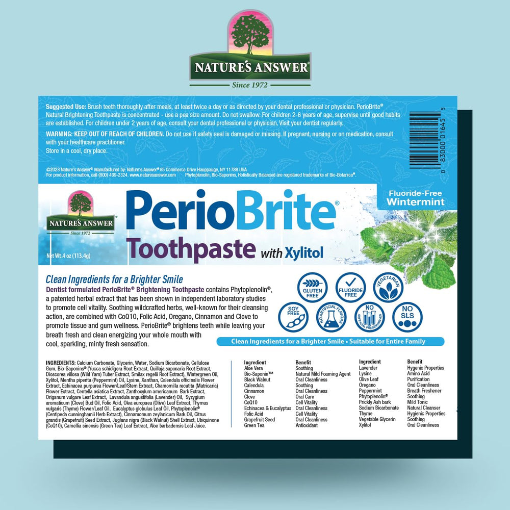 PerioBrite Wintermint packaging and 4 oz tube