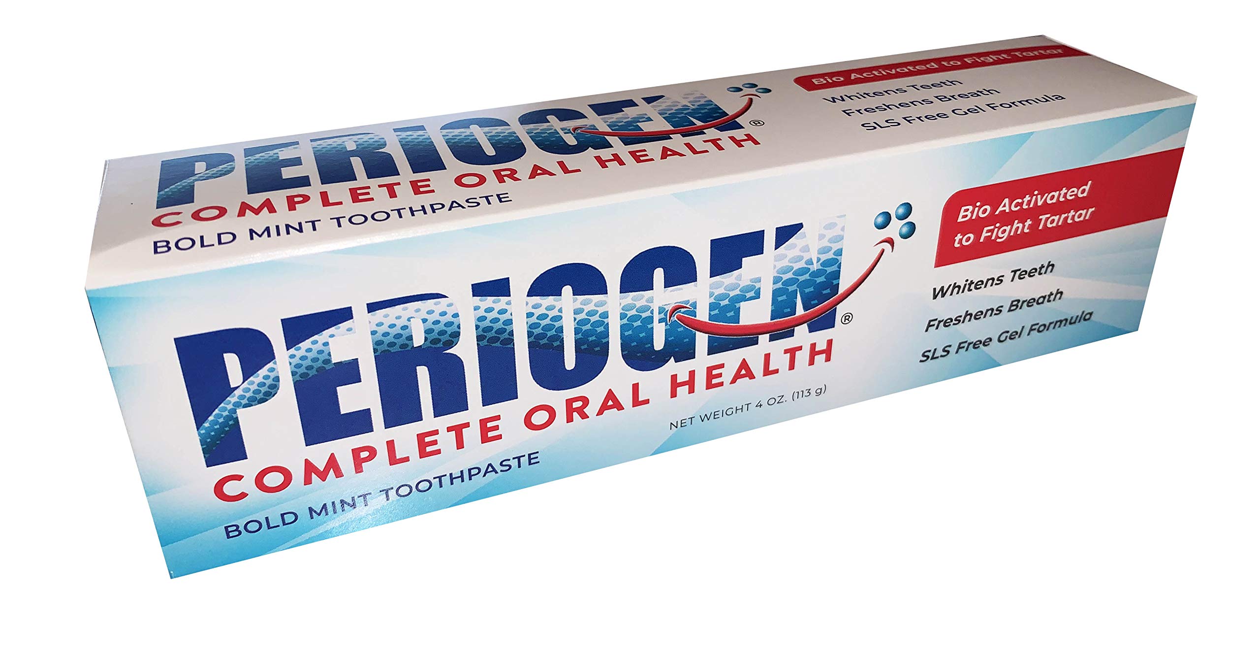 Minty Periogen toothpaste finish with bright smile