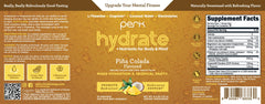 Prepared pina colada flavored electrolyte drink served in glass