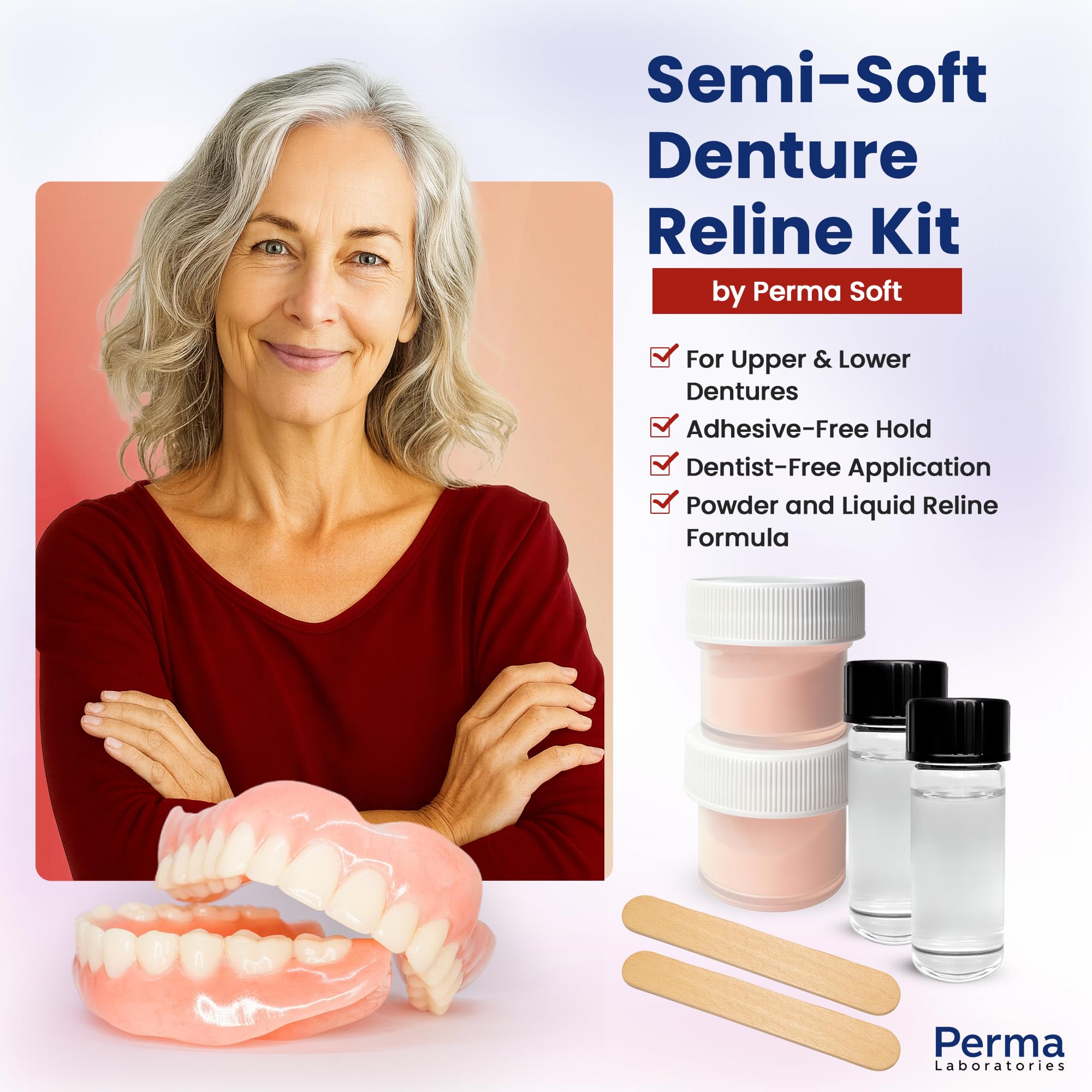 Reliner applied to a lower denture