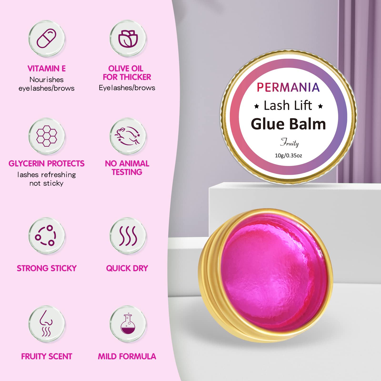 PERMANIA highly sticky formula fixes lashes for easier progression to the next step