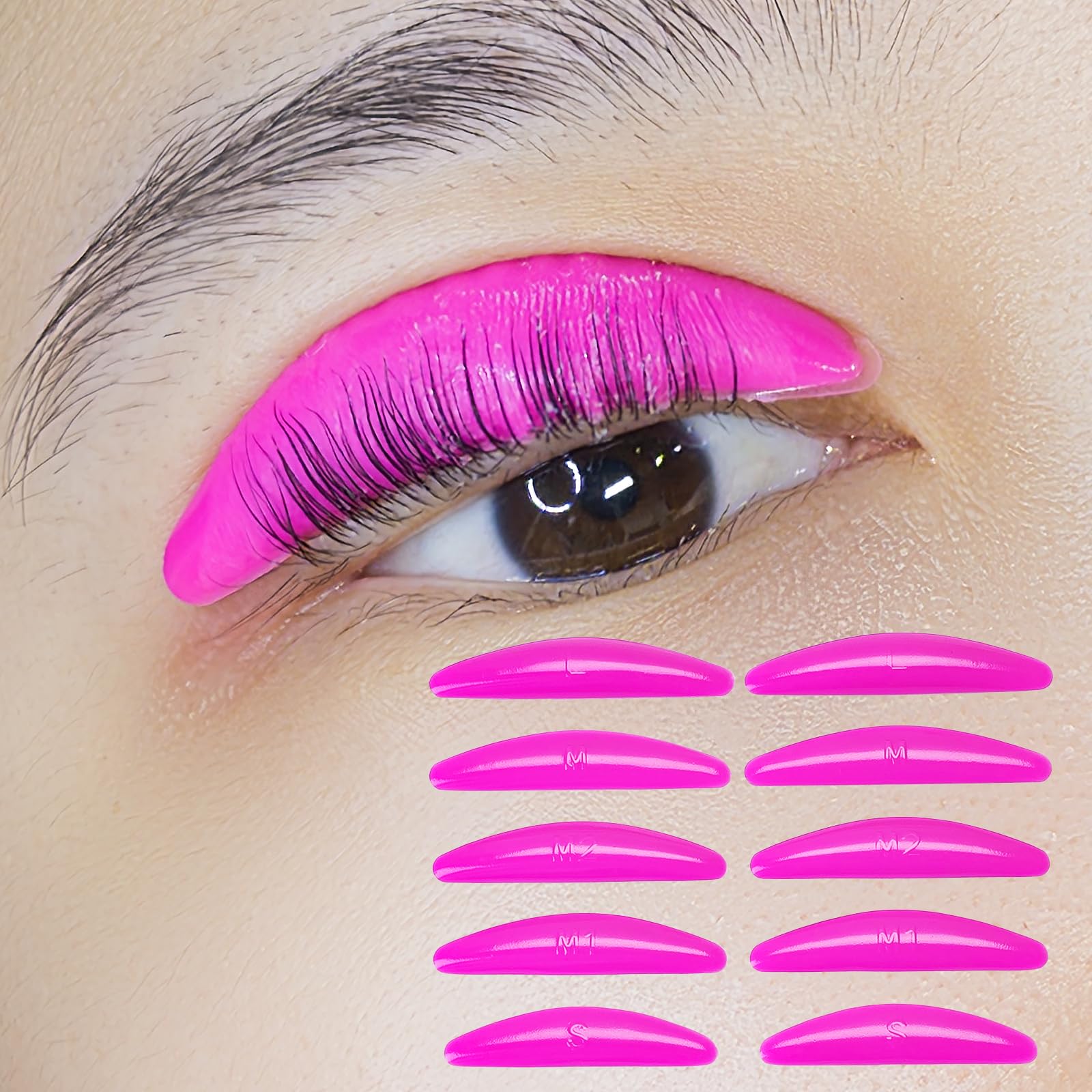 PERMANIA lash lift pads five sizes rose for at home lifting with natural curl