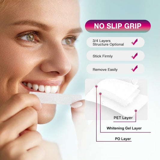 Whitening strips showing upper and lower strips