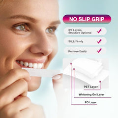 Whitening strips showing upper and lower strips