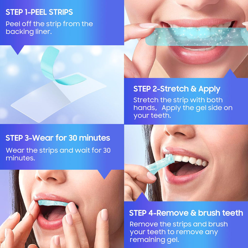 Peroxide-free teeth whitening strips for sensitive teeth