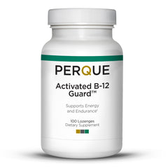 Perque Activated B-12 Guard bottle with 100 lozenges and 2000 mcg stated on label