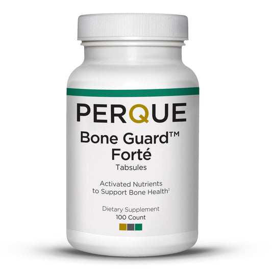 Front view of PERQUE Bone Guard Forte 100 Count bottle