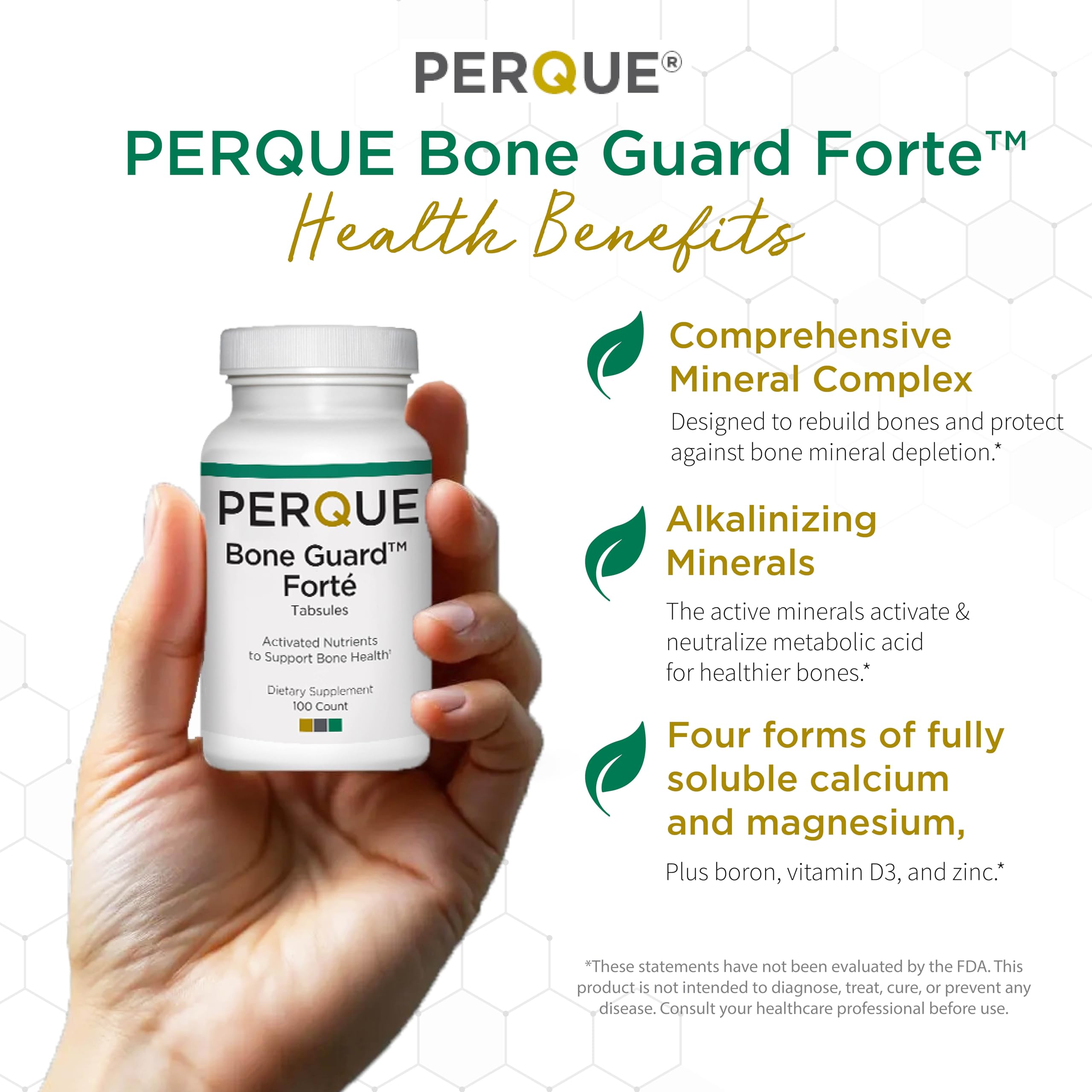 PERQUE Bone Guard Forte 100 Count bottle label close-up