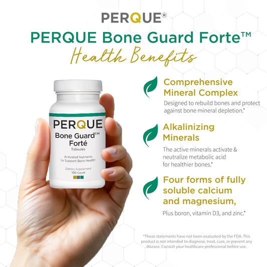 PERQUE Bone Guard Forte 100 Count bottle label close-up