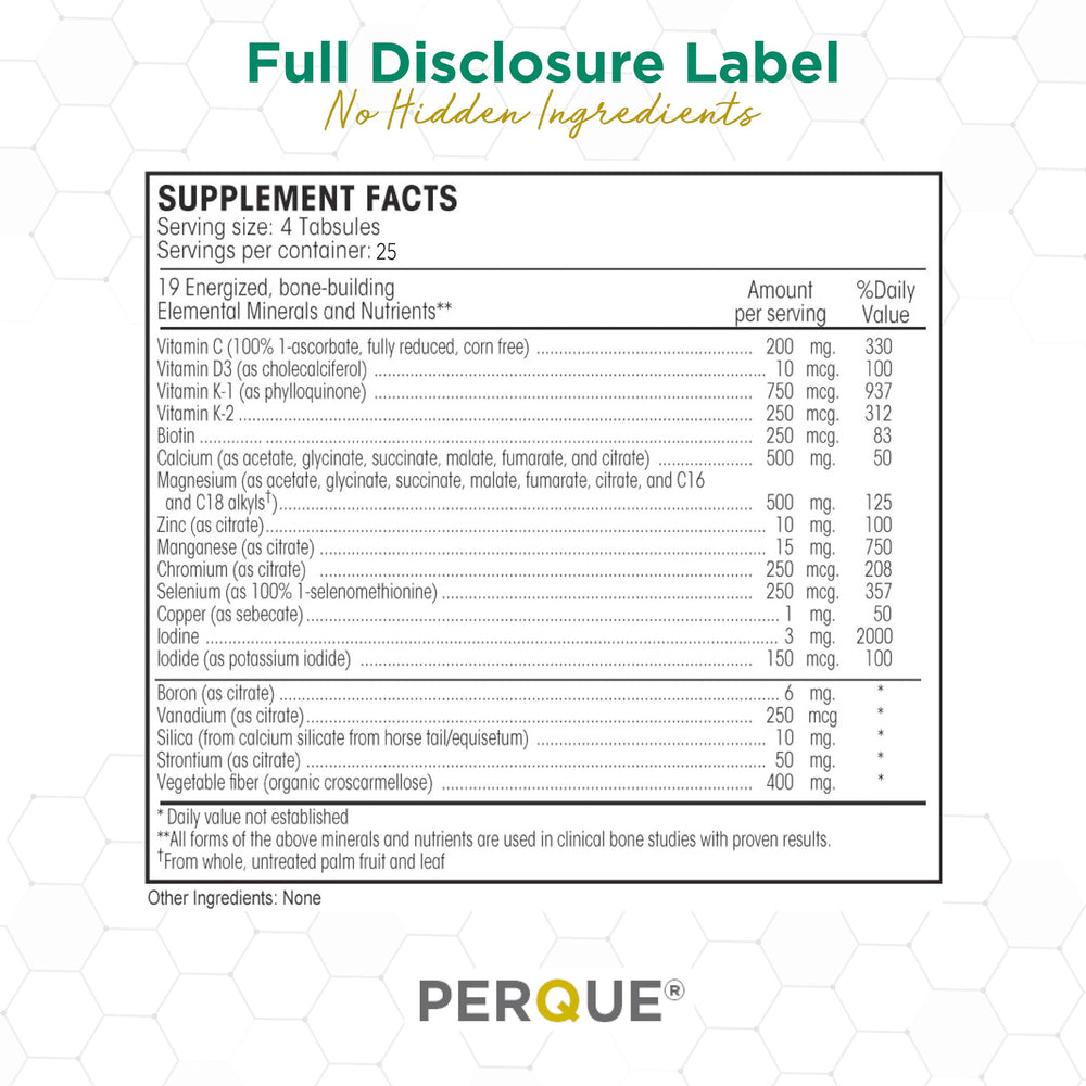 Perque brand logo with Bone Guard Forte packaging