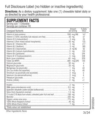 Front label of Perque Life Guard Chewables bottle