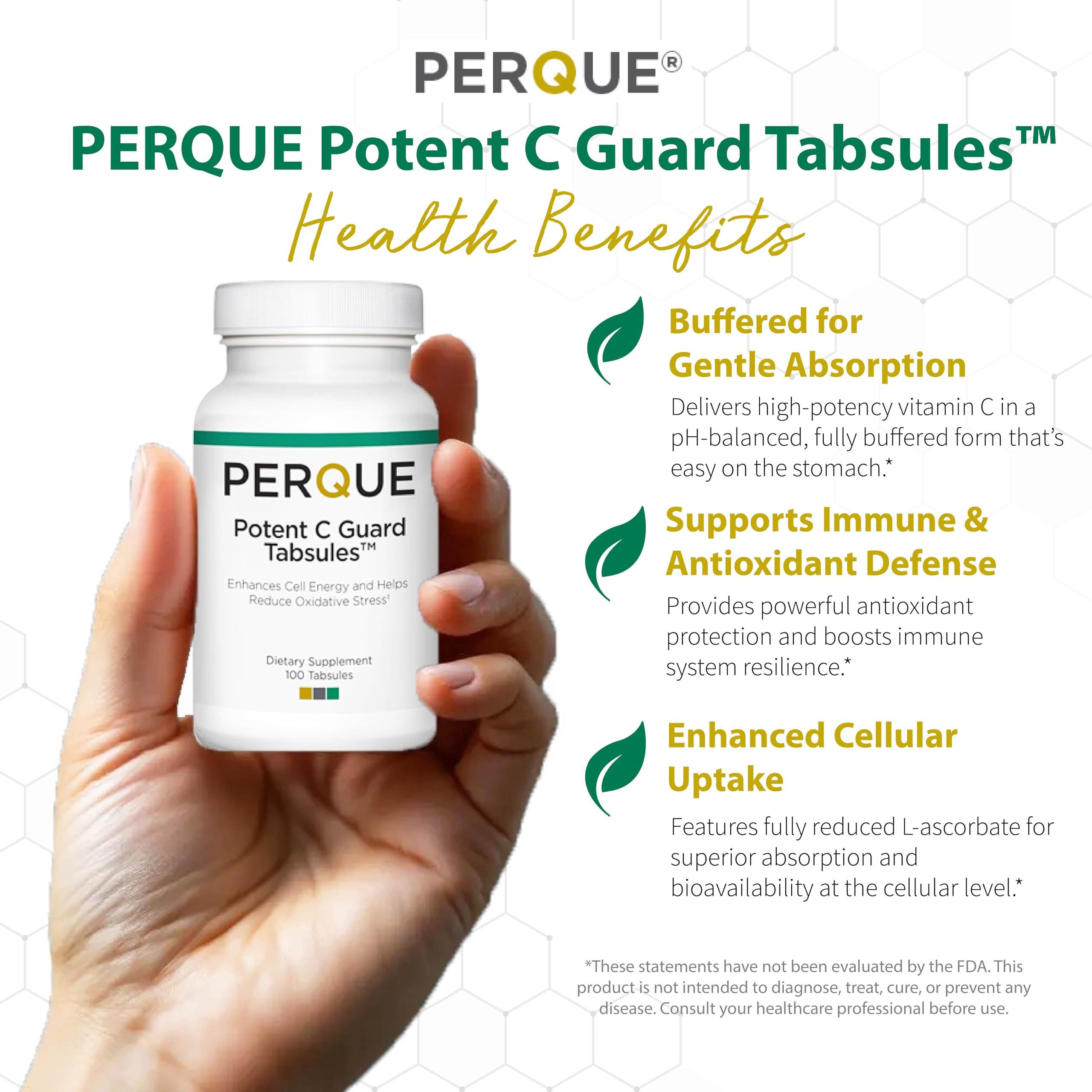 Back label of Perque Potent C Guard 1000 mg bottle