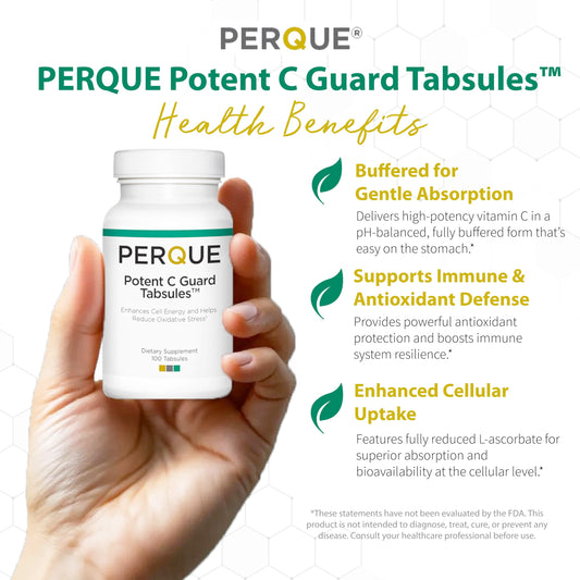 Back label of Perque Potent C Guard 1000 mg bottle