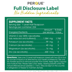 Allergen-free, non-GMO, vegetarian vitamin C supplement label