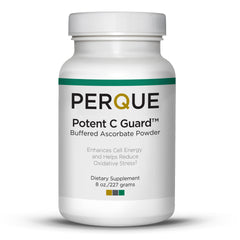PERQUE Potent C Guard powder bottle pour for easy daily antioxidant support