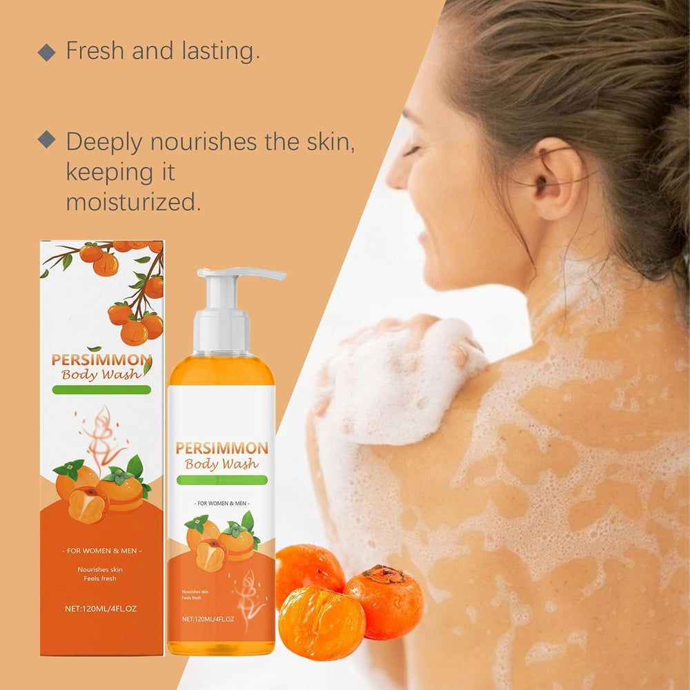 Persimmon Body Wash travel size ready for on-the-go freshness and odor defense.