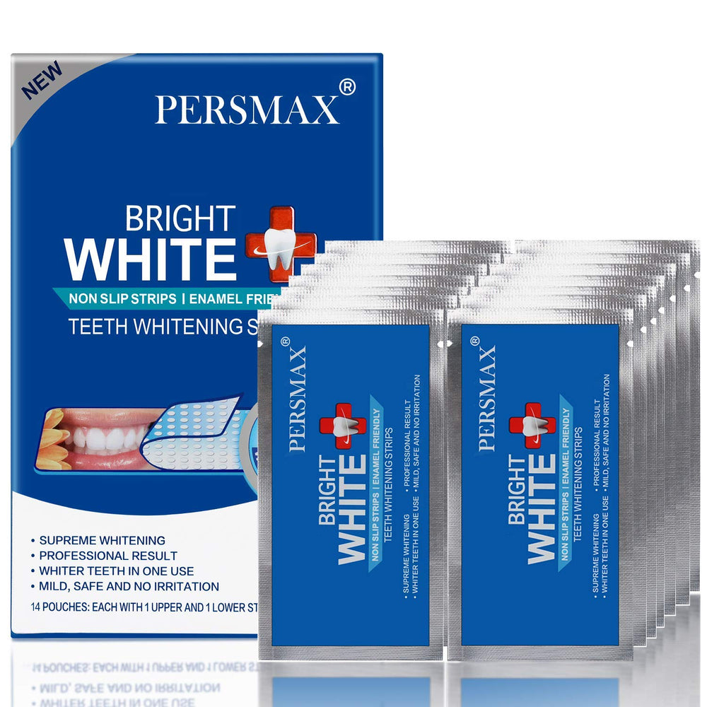 PERSMAX Teeth Whitening Strips kit box with 28 non-slip strips
