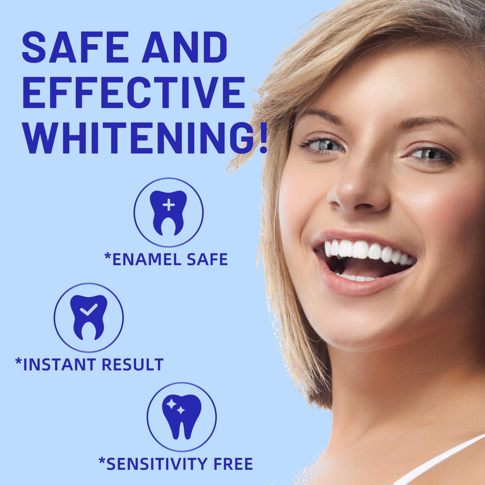 Close-up of whitening strip applied to tooth