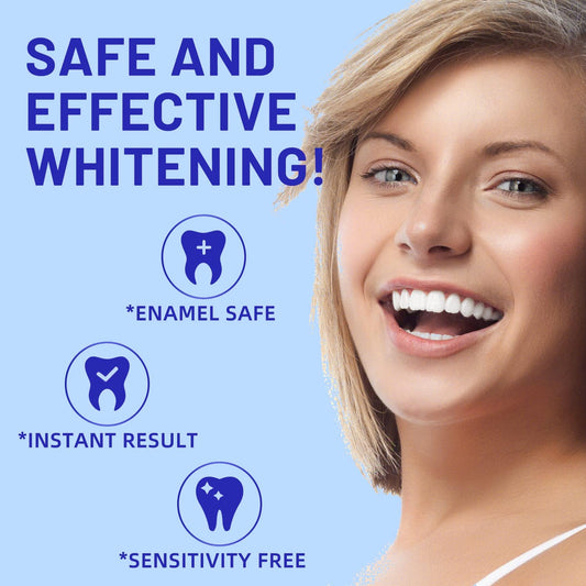 Close-up of whitening strip applied to tooth