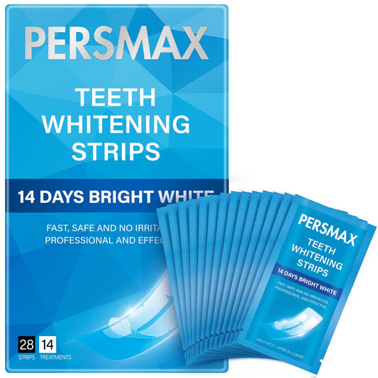 PERSMAX Teeth Whitening Strips packaging on a clean surface