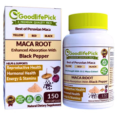 Front view of Peruvian Maca Root Capsules bottle 150 count