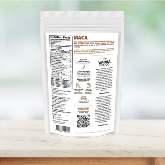 Peruvian maca root powder ingredients and origin