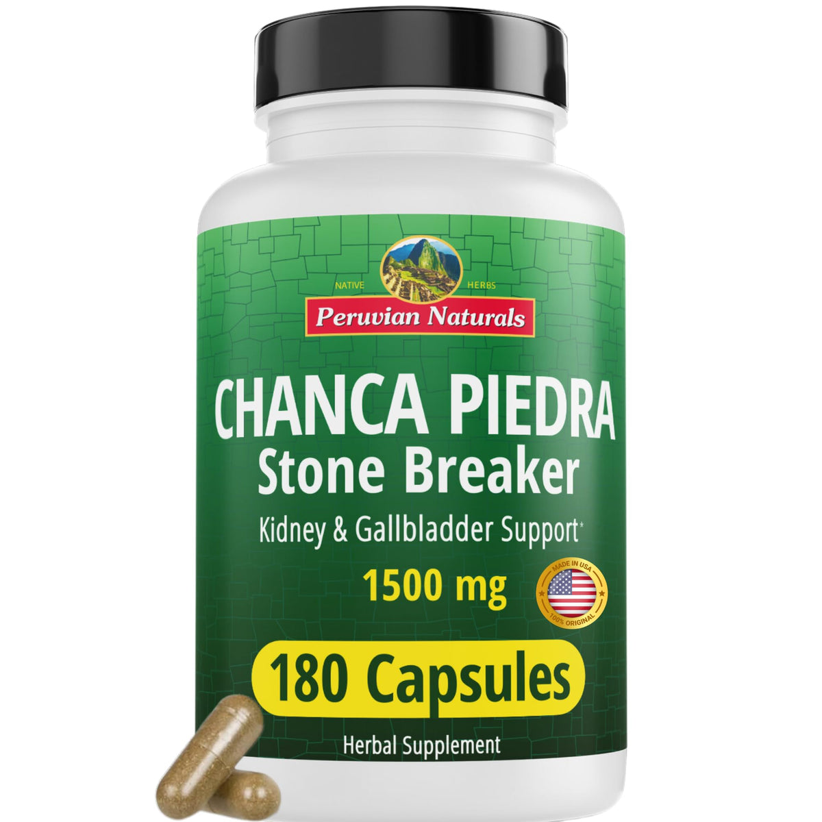 Peruvian Naturals Chanca Piedra Stone Breaker 180 capsules bottle